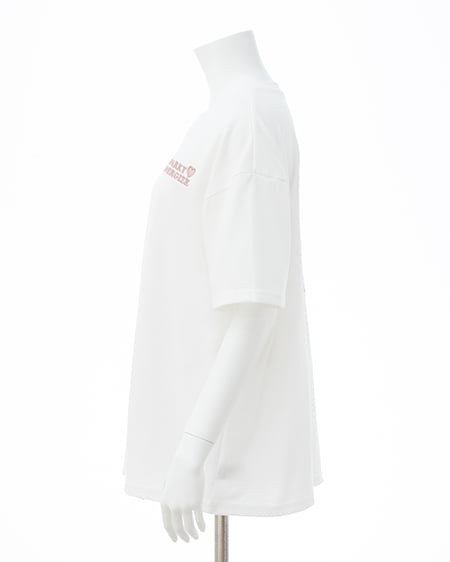 INGNI（イング） Backハート貼付チュニックTシャツ ｵﾌﾎﾜｲﾄ/ﾋﾟﾝｸ