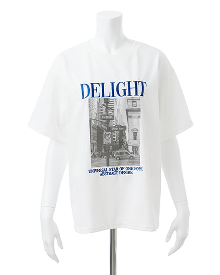 INGNI（イング） 転写フォトTシャツ ｵﾌﾎﾜｲﾄ/ﾌﾞﾙｰ