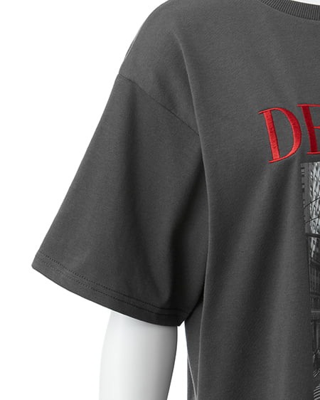 INGNI（イング） 転写フォトTシャツ ﾁｬｺｰﾙｸﾞﾚｰ/ｱｶ
