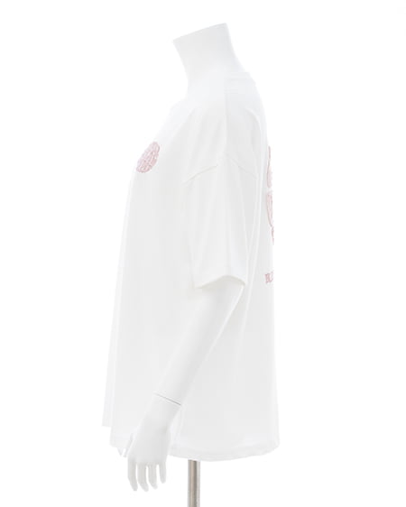INGNI（イング） バックサークル貼付チュニックTシャツ ｵﾌﾎﾜｲﾄ/ﾋﾟﾝｸ