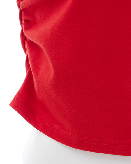 INGNI（イング） デニム貼付サイドギャザーTシャツ ｱｶ