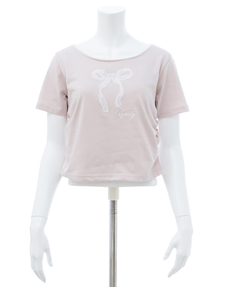 INGNI（イング） レース付きリボンTシャツ ﾋﾟﾝｸ