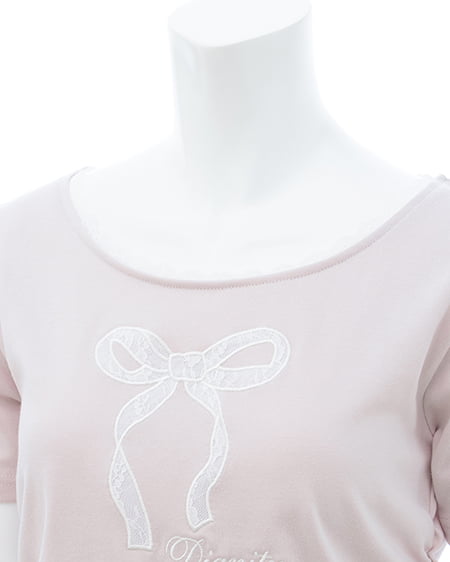 INGNI（イング） レース付きリボンTシャツ ﾋﾟﾝｸ