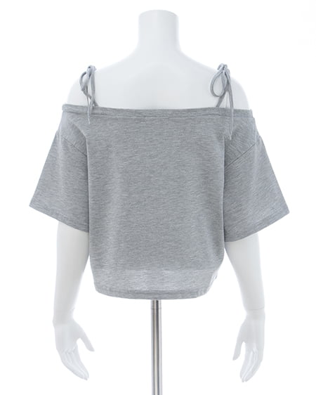 INGNI（イング） ワンショル肩リボンナンバリングTシャツ ｸﾞﾚｰ