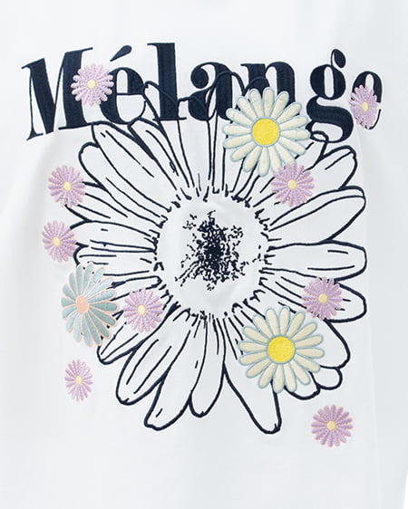 INGNI（イング） カラフル花刺繍Tシャツ ｵﾌﾎﾜｲﾄ