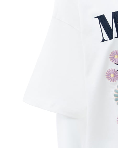 INGNI（イング） カラフル花刺繍Tシャツ ｵﾌﾎﾜｲﾄ