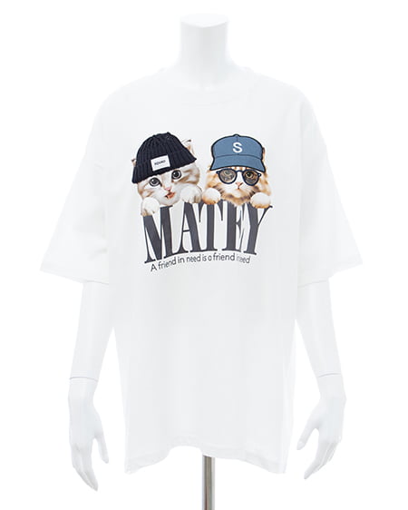 INGNI（イング） ねこニット帽＆キャップTシャツ ｵﾌﾎﾜｲﾄ