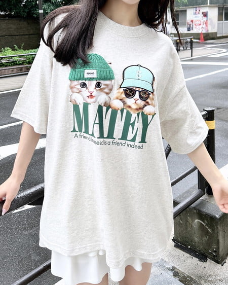 【WEB限定】猫ニット帽Tシャツ