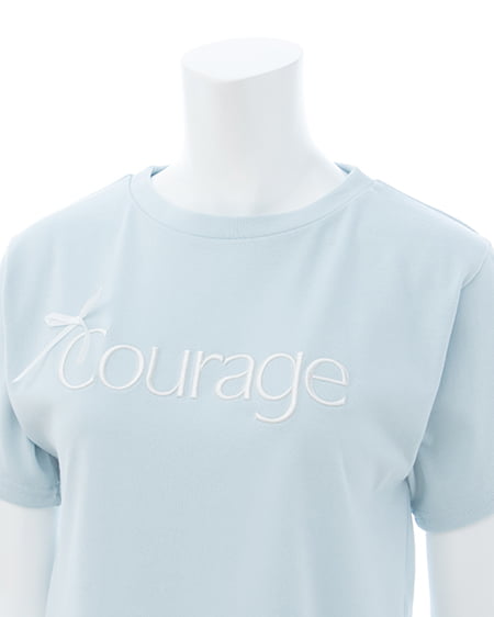 INGNI（イング） リボン付ラメ刺繍ロゴTシャツ ｻｯｸｽ/ｵﾌﾗﾒ