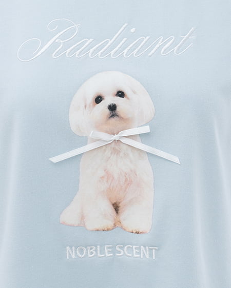 INGNI（イング） リボン付犬プリントTシャツ ｻｯｸｽ/ｵﾌﾎﾜｲﾄ