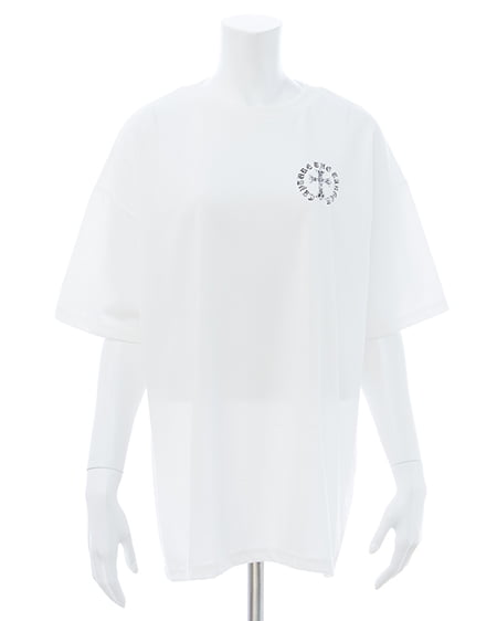 INGNI（イング） バックラインストーンクロスロゴチュニックTシャツ ｵﾌﾎﾜｲﾄ