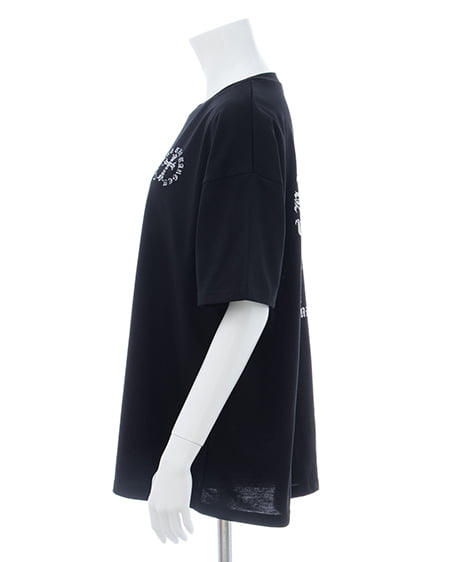 INGNI（イング） バックラインストーンクロスロゴチュニックTシャツ ｸﾛ