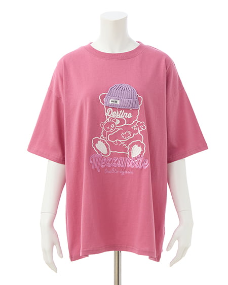 INGNI（イング） 傷ベア刺繍Tシャツ ﾋﾟﾝｸ