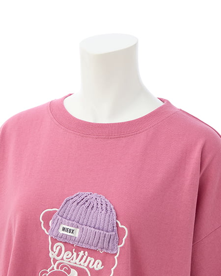 INGNI（イング） 傷ベア刺繍Tシャツ ﾋﾟﾝｸ