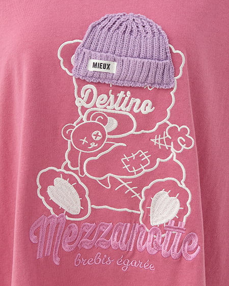 INGNI（イング） 傷ベア刺繍Tシャツ ﾋﾟﾝｸ