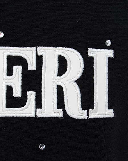 INGNI（イング） ラインストーン飛ばしラバー貼付Tシャツ ｸﾛ/ｵﾌﾎﾜｲﾄ