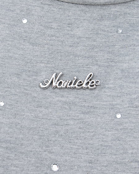 INGNI（イング） サイドギャザーラインストーン飛ばしプレート付Tシャツ ｸﾞﾚｰ