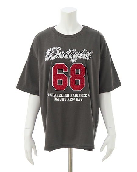 INGNI（イング） ナンバリングロゴチュニックTシャツ ﾁｬｺｰﾙｸﾞﾚｰ
