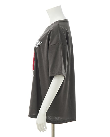INGNI（イング） ナンバリングロゴチュニックTシャツ ﾁｬｺｰﾙｸﾞﾚｰ