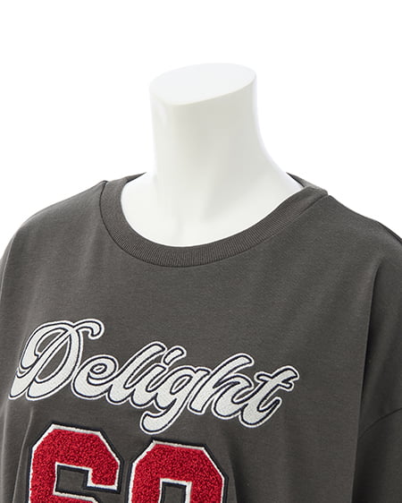 INGNI（イング） ナンバリングロゴチュニックTシャツ ﾁｬｺｰﾙｸﾞﾚｰ