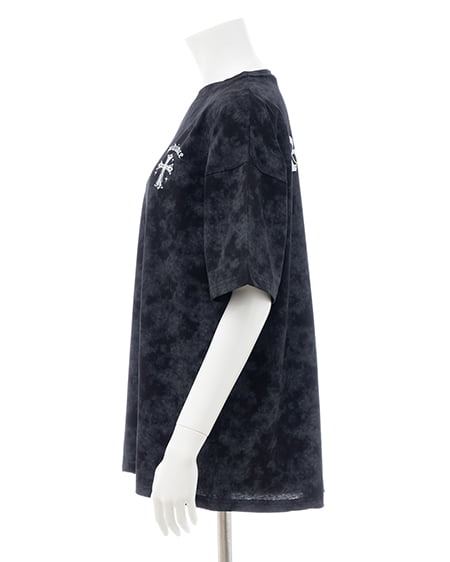 INGNI（イング） ムラ染めバックラインストーンクロスロゴチュニックTシャツ ｸﾛ