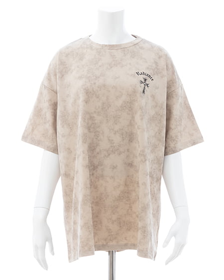 INGNI（イング） ムラ染めバックラインストーンクロスロゴチュニックTシャツ ﾍﾞｰｼﾞｭ
