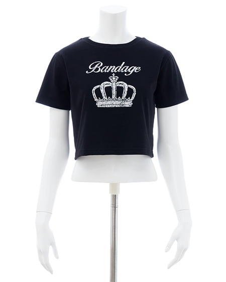 INGNI（イング） ラインストーンクラウンロゴTシャツ ｸﾛ