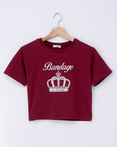 ラインストーンクラウンロゴTシャツ