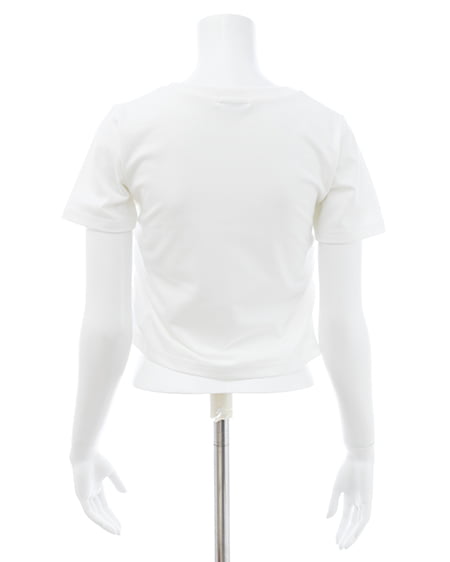 INGNI（イング） サイドギャザー貼付ロゴTシャツ ｵﾌﾎﾜｲﾄ/ﾁｪｯｸ