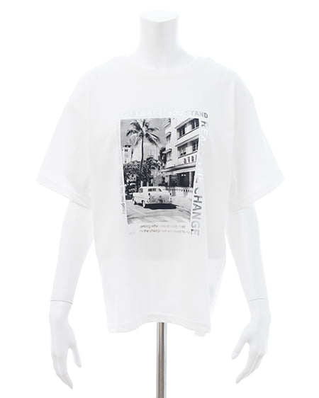 INGNI（イング） 転写箔プリントTシャツ ｵﾌﾎﾜｲﾄ/ｼﾙﾊﾞｰ