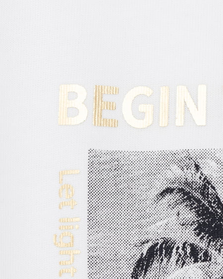 INGNI（イング） 転写箔プリントTシャツ ｵﾌﾎﾜｲﾄ/ｺﾞｰﾙﾄﾞ