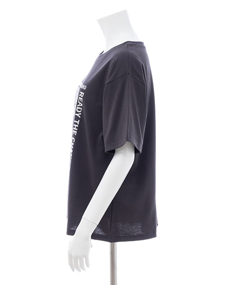 INGNI（イング） 転写箔プリントTシャツ ﾁｬｺｰﾙｸﾞﾚｰ/ｼﾙﾊﾞｰ