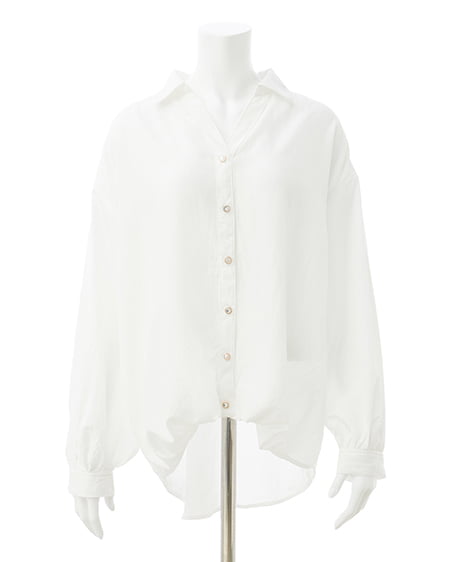 INGNI(イング) バックレースアップいろいろボタン裾タックシャツ オフホワイト