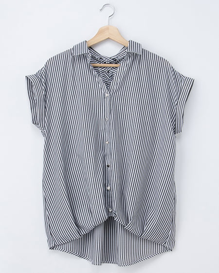 【WEB限定】多種ボタン後ろレースアップタケノコシャツ