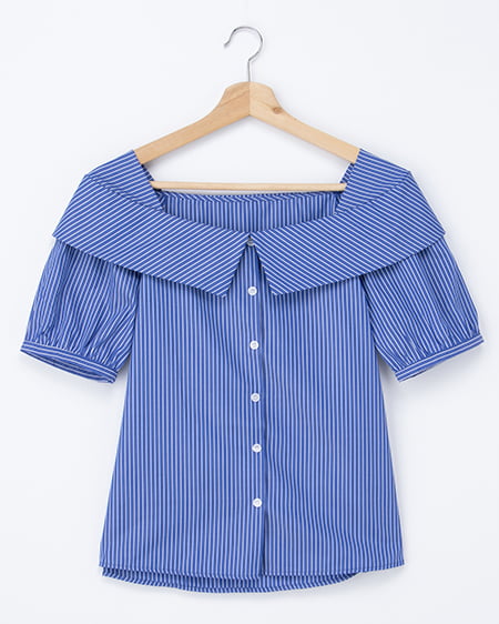 【7／22までの限定価格】ストライプオフショル風ブラウス