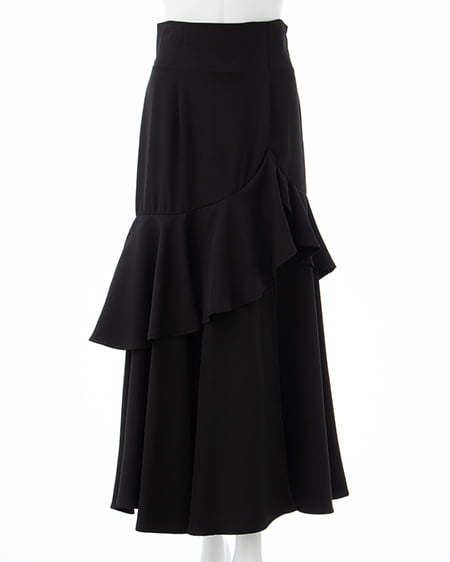 INGNI（イング） バックレースアップアシメスリットスカート ｸﾛ