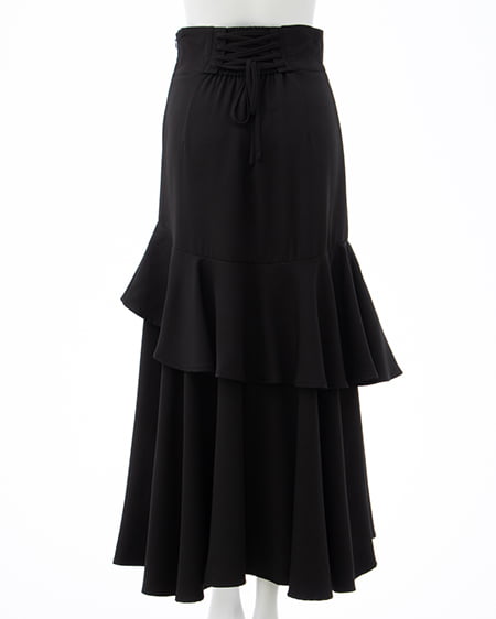 INGNI（イング） バックレースアップアシメスリットスカート ｸﾛ