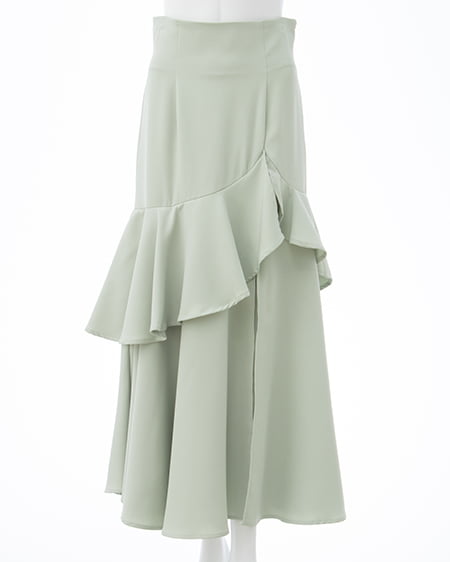 INGNI（イング） バックレースアップアシメスリットスカート ﾗｲﾄｸﾞﾘｰﾝ