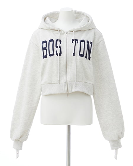 INGNI(イング) 貼付カレッジZIPショートパーカー オートミール