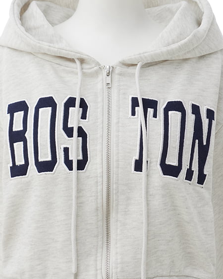 INGNI(イング) 貼付カレッジZIPショートパーカー オートミール