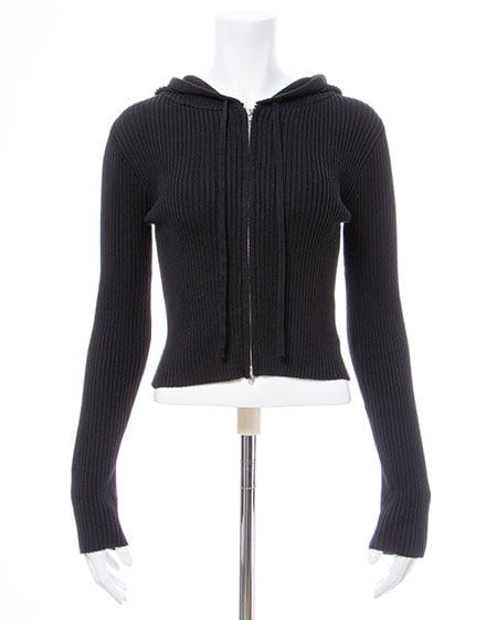 INGNI(イング) プレーディングジップニットパーカー クロ