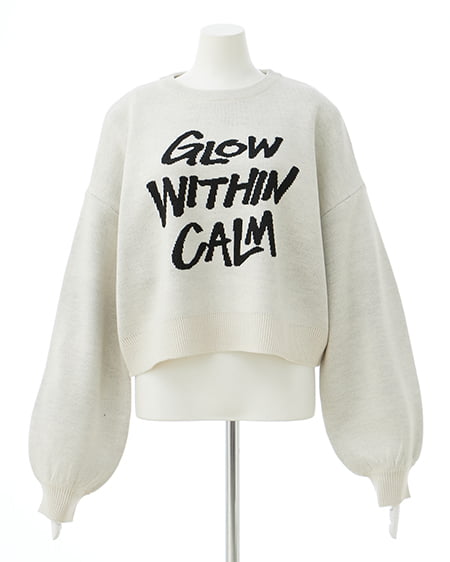 INGNI(イング) ショート丈グラフィックロゴニット オフホワイト/クロ