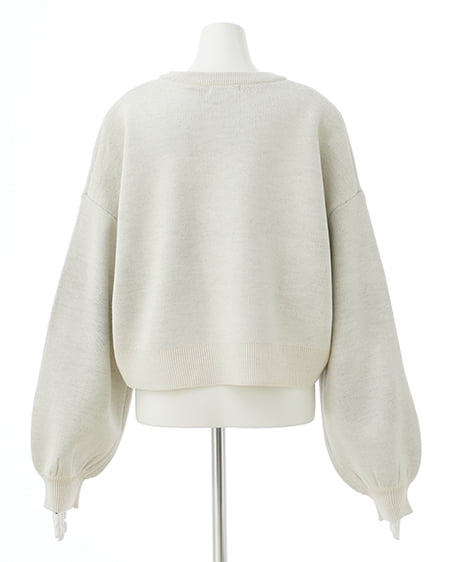 INGNI(イング) ショート丈グラフィックロゴニット オフホワイト/クロ