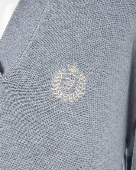 INGNI(イング) 胸エンブレム刺繍スキッパーチュニックニット グレー