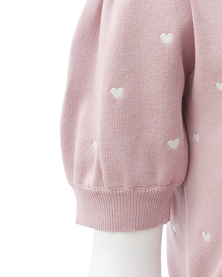 INGNI（イング） クルーネックハート刺繍ニット ﾋﾟﾝｸ/ｵﾌﾎﾜｲﾄ
