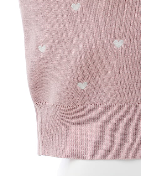 INGNI（イング） クルーネックハート刺繍ニット ﾋﾟﾝｸ/ｵﾌﾎﾜｲﾄ