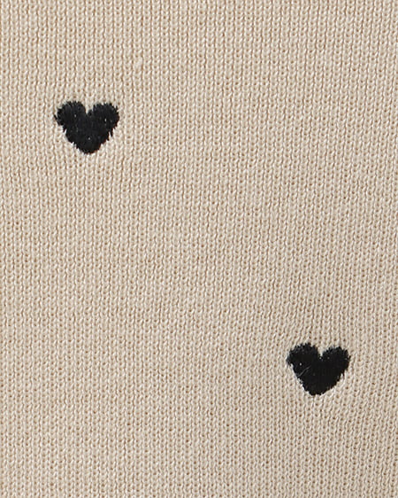 INGNI（イング） クルーネックハート刺繍ニット ﾍﾞｰｼﾞｭ/ｸﾛ
