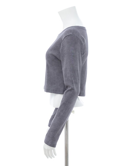 INGNI（イング） ムラ染めメタルロゴロングTシャツ ｸﾞﾚｰ