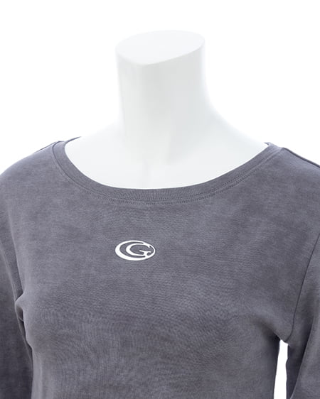 INGNI（イング） ムラ染めメタルロゴロングTシャツ ｸﾞﾚｰ