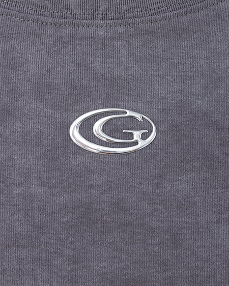 INGNI（イング） ムラ染めメタルロゴロングTシャツ ｸﾞﾚｰ